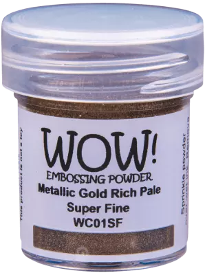 poudre � embosser Wow Metallic Gold Rich Pale - Jar Size:15ml Jar, Grade Size:Super Fine