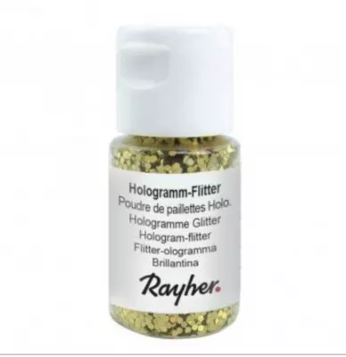 Poudre de paillettes Hologramme , 2 mm or brillant