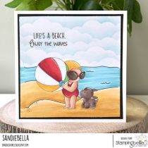 RUBBER STAMP SUMMER BUNDLE GIRL WITH A BEACH BALL & PUPPY