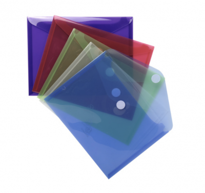 Sachet de 5 mini pochettes-enveloppes polypropylne - A5 - Couleurs assorties