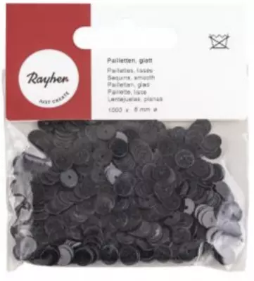 SEQUINS PAILLETTES LISSES 6 MM NOIR