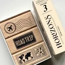 Set 3 tampons bois GLOBE-TROTTER