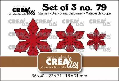 Set of 3 no. 79, Solid Flowers 33 Poinsettia with veins