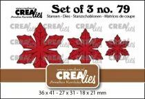 Set of 3 no. 79, Solid Flowers 33 Poinsettia with veins