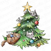 tampon monté sur mousse Oddball Christmas Cats in Tree