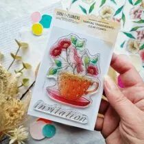 Tampon transparent TASSE FLEURIE