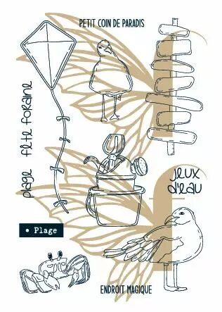 Tampon Transparent été Plage – Motif Cocotiers Et Coucher De Soleil Pour Scrapbooking | 16 X 11 Cm, PVC Réutilisable