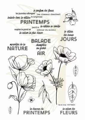 TAMPONS TRANSPARENTS A6 FEUILLAGES DE PRINTEMPS