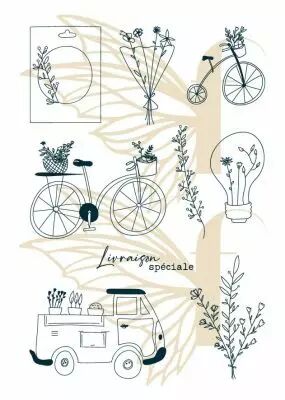 TAMPONS TRANSPARENTS A6 FLEURISTE