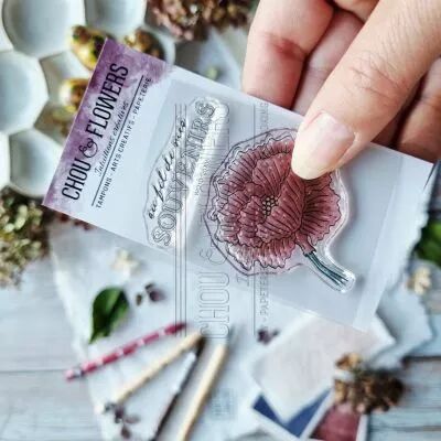 TAMPONS TRANSPARENTS A8 FAM102 FLEUR SOUVENIR