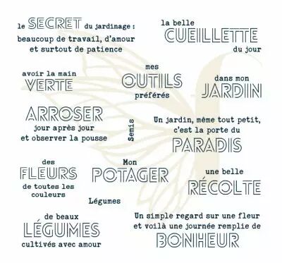 TAMPONS TRANSPARENTS P6 MOTS DU JARDINAGE