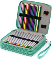 Trousse pour 120 crayons de couleurs - simili turquoise