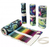 Trousse pour 24 crayons de couleurs - tissu fleurs abstraites